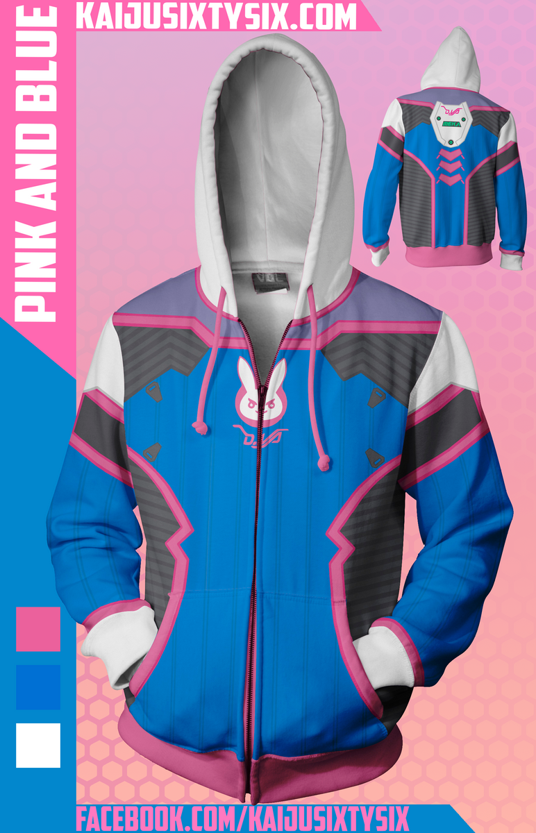 Pink and Blue Hoodie Limited DestructoDiscDesigns