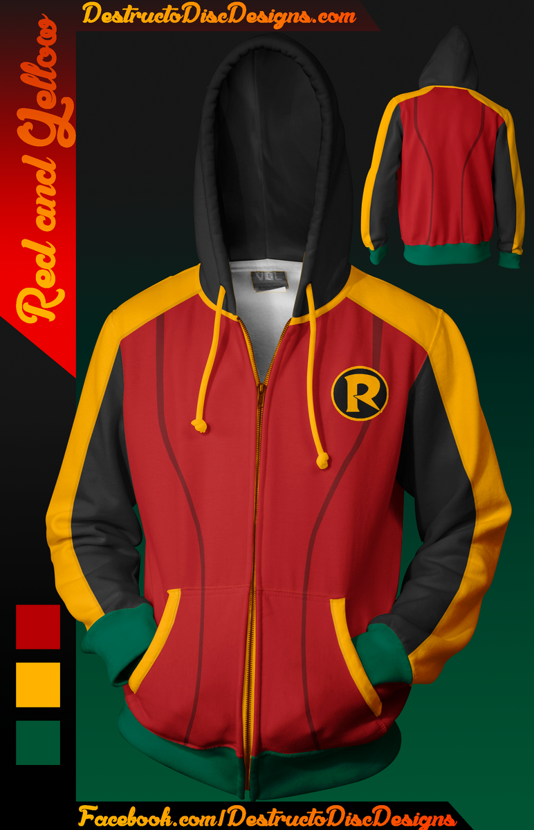 Red and Yellow Hoodie Limited DestructoDiscDesigns