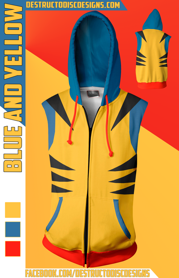 Blue and Yellow Sleeveless Hoodie [Preorder][Limited!]